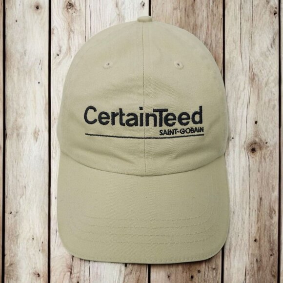 CertainTeed Saint Gobain Adjustable Tuck Strap Cap Trucker Baseball Logo Hat - Picture 1 of 14